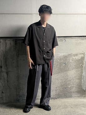「WYM LIDNM（ウィム バイ リドム）のCOMBINATION CHAIN NECKLACE / SNAKE CHAIN NECKLACE（ネックレス）」を使った、Siyouさん（メンズ・172cm）の夏コーディネート
