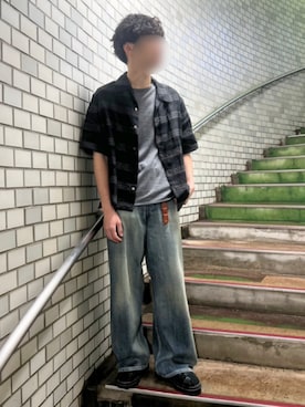 「LIDNM（リドム）のアイテム（デニムパンツ）」を使った、Siyouさん（メンズ・172cm）の夏コーディネート