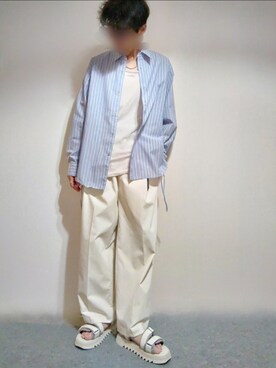 「WYM LIDNM（ウィム バイ リドム）のSHARK SOLE SANDAL（サンダル）」を使った、Siyouさん（メンズ・172cm）の夏コーディネート