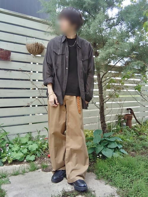 婦人 ムラ糸 チノタックワイドパンツ 股下長め（チノパンツ）｜無印