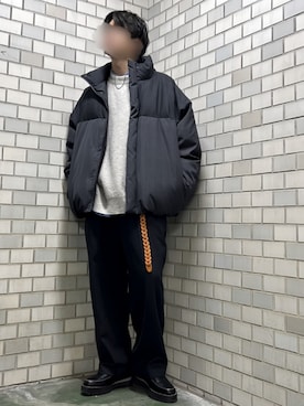 「LIDNM（リドム）のアイテム（ダウンジャケット/コート）」を使った、Siyouさん（メンズ・172cm）の冬コーディネート