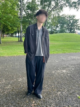 「WYM LIDNM（ウィム バイ リドム）のSilver 925 CROSS-LINK CHAIN NECKLACE（ネックレス、シルバー系）」を使った、Siyouさん（メンズ・172cm）の夏コーディネート