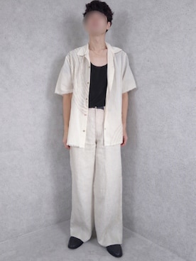 「WYM LIDNM（ウィム バイ リドム）のCOOL DRY DEODORANT WIDE U NECK INNER TEE（インナーウェア/肌着）」を使った、Siyouさん（メンズ・172cm）の夏コーディネート