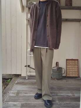 LIDNM(リドム)の「WOOL BACKSATIN STRAIGHT SLACKS(スラックス 安く WOOL Mサイズ カーキ SLACKS STRAIGHT BACKSATIN スラックス