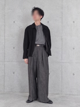 「LIDNM（リドム）のSUPER SOFT SHEEP SUEDE ZIP（ブルゾン、ブラック系）」を使った、Siyouさん（メンズ・172cm）の秋コーディネート