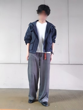 「WYM LIDNM（ウィム バイ リドム）のSilver 925 CROSS-LINK CHAIN NECKLACE（ネックレス、シルバー系）」を使った、Siyouさん（メンズ・172cm）の春コーディネート