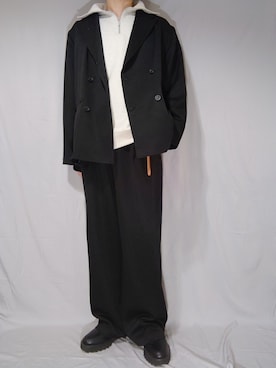 「remer（リメール）のアイテム（テーラードジャケット）」を使った、Siyouさん（メンズ・172cm）の冬コーディネート