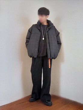 「LIDNM（リドム）のアイテム（ダウンジャケット/コート）」を使った、Siyouさん（メンズ・172cm）の冬コーディネート