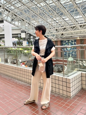 「アイテム（ベスト）」を使った、GOTOU_171cmさん（レディース・171cm）の夏コーディネート