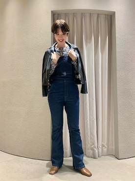 「ライダースコーデ」｜「アイテム（サロペット/オーバーオール）」を使った、GOTOU_171cmさん（レディース・171cm）の秋コーディネート