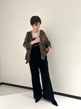 「SHENERY（シーナリー）の【SET UP 】スウェードライクキュプラシャツ（シャツ/ブラウス、ブラウン系）」を使った、GOTOU_171cmさん（レディース・172cm）の夏コーディネート