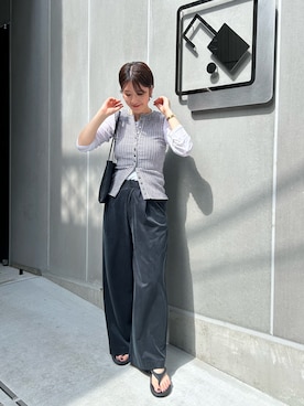 「SHENERY（シーナリー）の【LUALY】シャーリングアメスリタンク（キャミソール、ブラック系）」を使った、GOTOU_171cmさん（レディース・172cm）の夏コーディネート