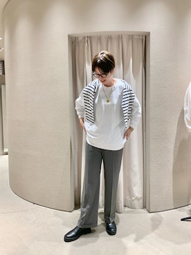 「ボーダーニット」｜「アイテム（スウェット）」を使った、GOTOU_171cmさん（レディース・171cm）の冬コーディネート