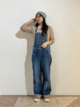 「Levi's（リーバイス）のアイテム（サロペット/オーバーオール）」を使った、orhitoさん（レディース・157cm）の秋コーディネート