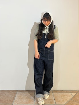 「スカーフ」｜「アイテム（オールインワン・サロペット）」を使った、orhitoさん（レディース・157cm）の夏コーディネート