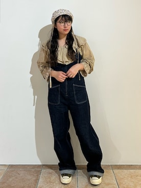 「アイテム（サロペット/オーバーオール）」を使った、orhitoさん（レディース・157cm）の秋コーディネート