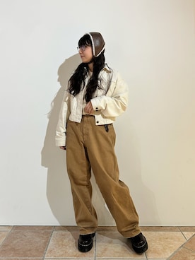 「OVERRIDE（オーバーライド）のアイテム（ハット）」を使った、orhitoさん（レディース・157cm）の秋コーディネート