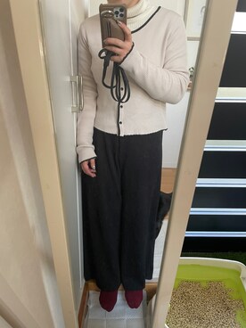 「しまむら（シマムラ）のアイテム（Pants、ブラック系）」を使った、sakaimanaさん（レディース）の冬コーディネート