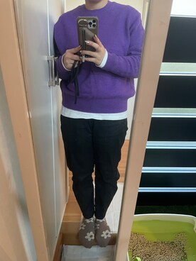 「UNIQLO（ユニクロ）のアイテム（Knitwear、パープル系）」を使った、sakaimanaさん（レディース）の秋コーディネート
