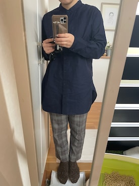 「UNIQLO（ユニクロ）のアイテム（Shirts、ブルー系）」を使った、sakaimanaさん（レディース）の冬コーディネート