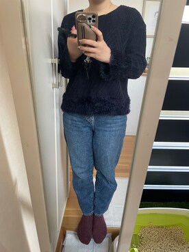 「UNIQLO（ユニクロ）のアイテム（Denim pants、ブルー系）」を使った、sakaimanaさん（レディース）の秋コーディネート