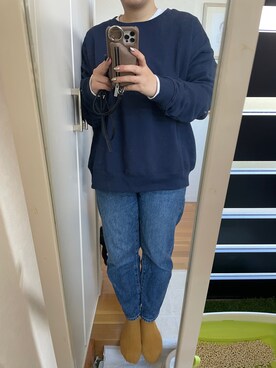 「hav a hankのアイテム（Sweatshirt、ブルー系）」を使った、sakaimanaさん（レディース）の秋コーディネート