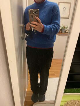 「SLY（スライ）のアイテム（Knitwear、ブルー系）」を使った、sakaimanaさん（レディース）の冬コーディネート
