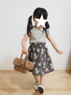 「apres les cours（アプレレクール）のアイテム（バレエシューズ）」を使った、aricco2416さん（キッズ・90cm）の夏コーディネート