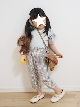 「apres les cours（アプレレクール）のアイテム（バレエシューズ）」を使った、aricco2416さん（キッズ・90cm）の夏コーディネート