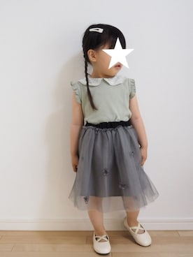 「apres les cours（アプレレクール）のアイテム（バレエシューズ）」を使った、aricco2416さん（キッズ・90cm）の夏コーディネート