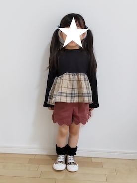 「petit main（プティマイン）のアイテム（その他）」を使った、aricco2416さん（キッズ・100cm）の秋コーディネート