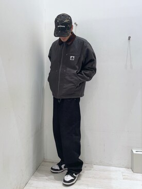 「エクストララージ」｜「アイテム（キャップ）」を使った、菅原省吾さん（メンズ・172cm）の秋コーディネート