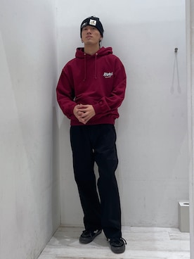 菅原省吾さんの「GOING FOR BROKE PULLOVER HOODED SWEAT」を使ったコーディネート