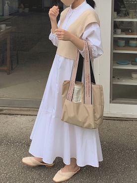 「シアタープロダクツ(THEATRE PRODUCTS)」｜「アイテム（シャツワンピース）」を使った、Yukiさん（レディース・151cm）の夏コーディネート