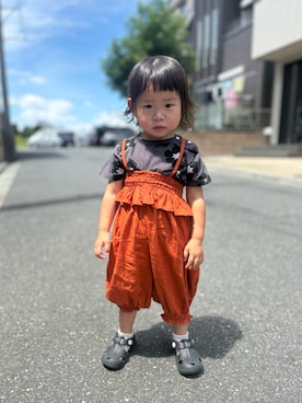 「アイテム（サロペット/オーバーオール）」を使った、miipuuuさん（キッズ・80cm）の夏コーディネート