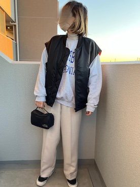 「アイテム（MA-1）」を使った、idm531さん（レディース・161cm）の冬コーディネート