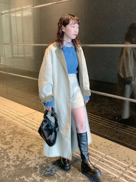 「ブルーコーデ」｜「アイテム（チェスターコート）」を使った、miyabiさん（レディース・160cm）の秋コーディネート