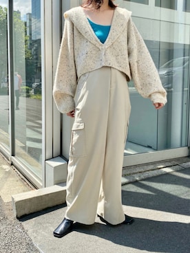 「クロップドトップス」｜「アイテム（キャミソール）」を使った、miyabiさん（レディース・160cm）の秋コーディネート