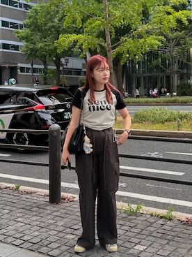 「韓国コーデ」｜「アイテム（カーゴパンツ）」を使った、by muni:r  staffさん（レディース・158cm）の秋コーディネート