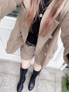 「MOUSSY（マウジー）のアイテム（テーラードジャケット）」を使った、a.-.-♥さん（レディース・156cm）の秋コーディネート