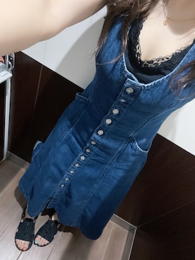 「デニムワンピース」｜a.-.-♥さん（レディース・156cm）の夏コーディネート