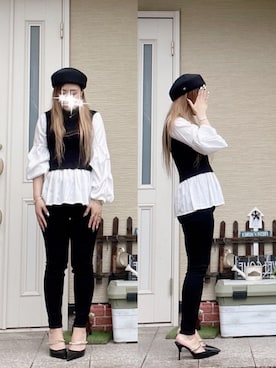 「コーディネート」｜「アイテム（ハンチング/ベレー帽）」を使った、a.-.-♥さん（レディース・156cm）の秋コーディネート