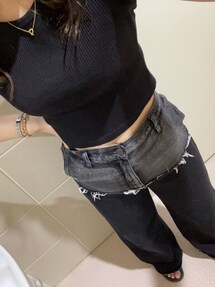 Ameri DENIM SWEAT DOCKING TOP デニム トップス AMERI/アメリ】からデニムスウェットドッキングトップ入荷です