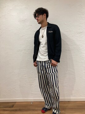 「WACKO MARIA（ワコマリア）のアイテム（ジャケット/アウター、ブラック系）」を使った、髭メガネさん（メンズ・175cm）の秋コーディネート