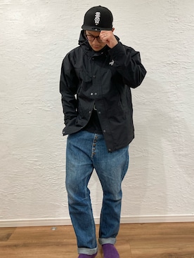 「THE NORTH FACE（ザノースフェイス）のTHE NORTH FACE/ザ・ノース・フェイス　Mountain Light Jacket/マウンテンライトジャケット NP11834（マウンテンパーカー、ブラック系）」を使った、髭メガネさん（メンズ・175cm）の秋コーディネート