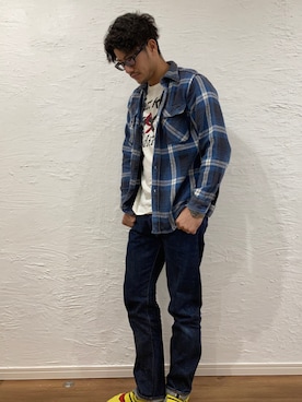 「DUBBLEWORKS（ダブルワークス）のアイテム」を使った、髭メガネさん（メンズ・175cm）の秋コーディネート