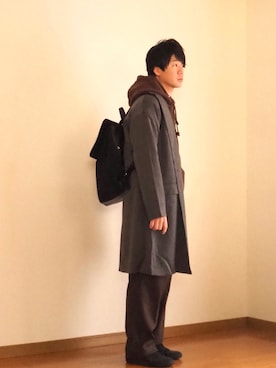 「CPCM」｜「アイテム（チェスターコート）」を使った、Hanbeさん（メンズ・168cm）の冬コーディネート