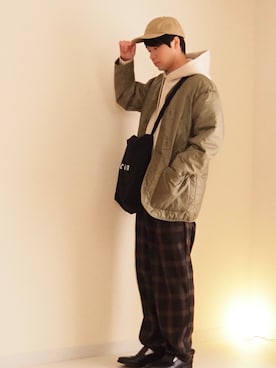 「coen」｜「アイテム（モッズコート）」を使った、Hanbeさん（メンズ・168cm）の冬コーディネート