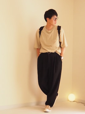 「HARE」｜「アイテム（スリッポン）」を使った、Hanbeさん（メンズ・168cm）の夏コーディネート