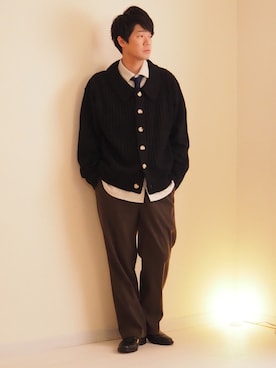「CPCM」｜「アイテム（スラックス）」を使った、Hanbeさん（メンズ・168cm）の冬コーディネート